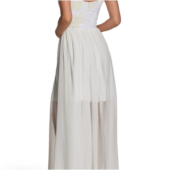 Dress The Population Asha Lace and Chiffon Maxi Dress in White and Ivory, Size S - Picture 6 of 14